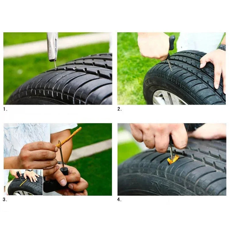 1 Set Car Tire Repair Tool Set with Glue Rubber Stripes Tools for Motorcycle Bicycle Tubeless Tyre Puncture Quick Repairing Kit