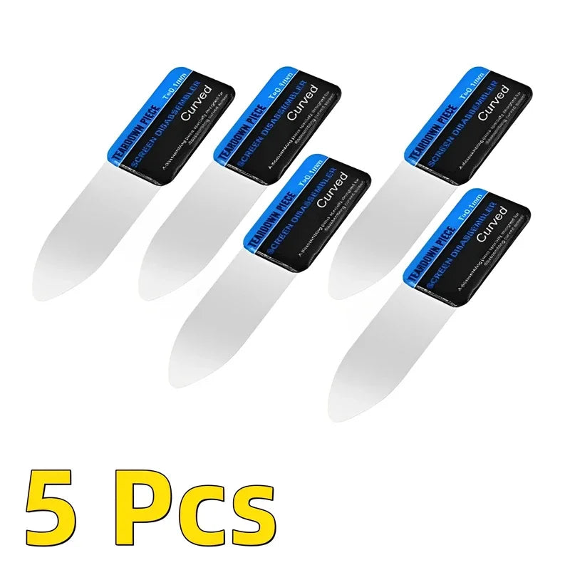 1-5Pcs Mobile Phone Curved LCD Screen Spudger Opening Pry Card Tools Ultra Thin Flexible Mobile Phone Disassemble Steel Metal