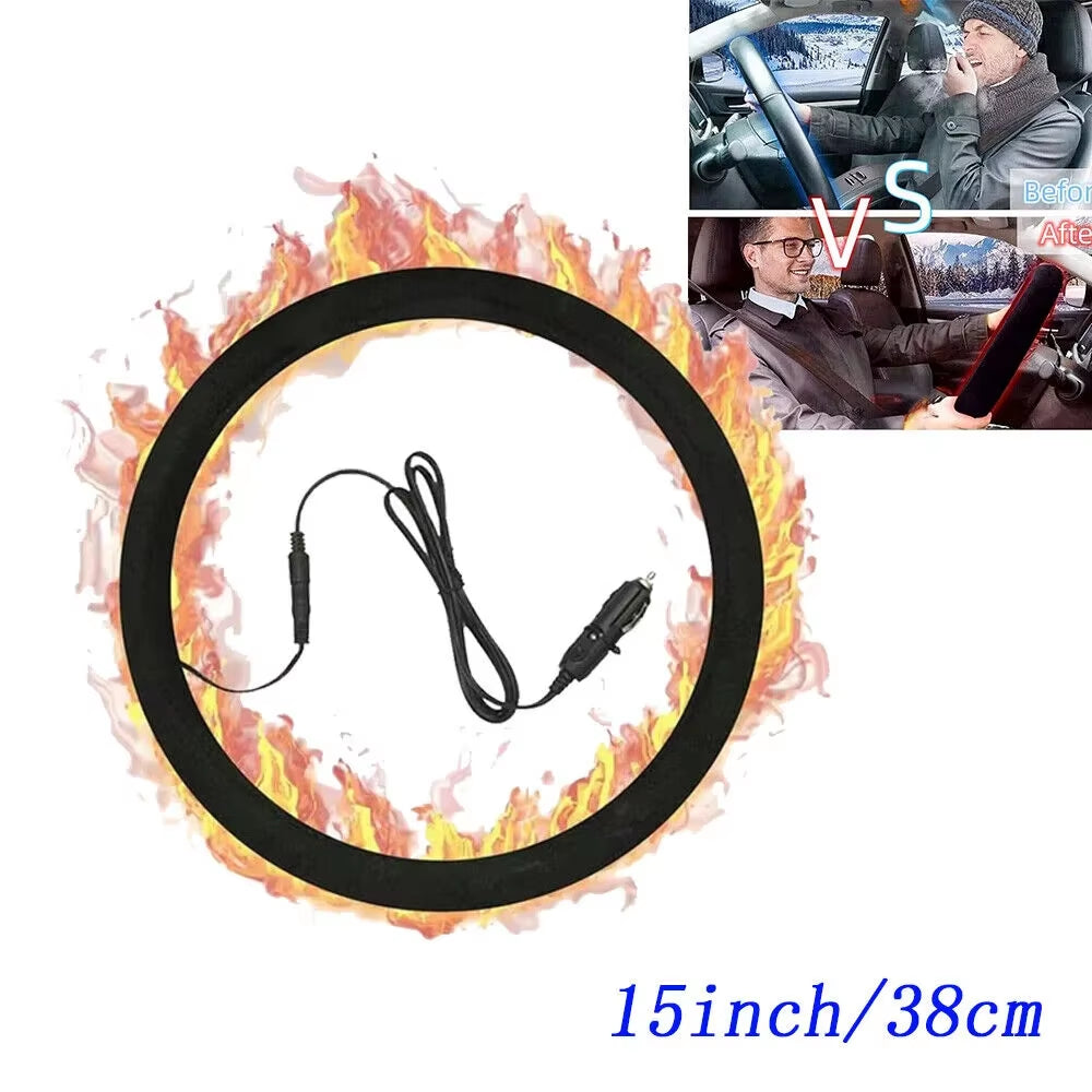 Heated Steering Wheel Cover Winter Hand Warmer Universal Car Steering Heater Auto Warm Anti-Skid Protector Accessory 12V