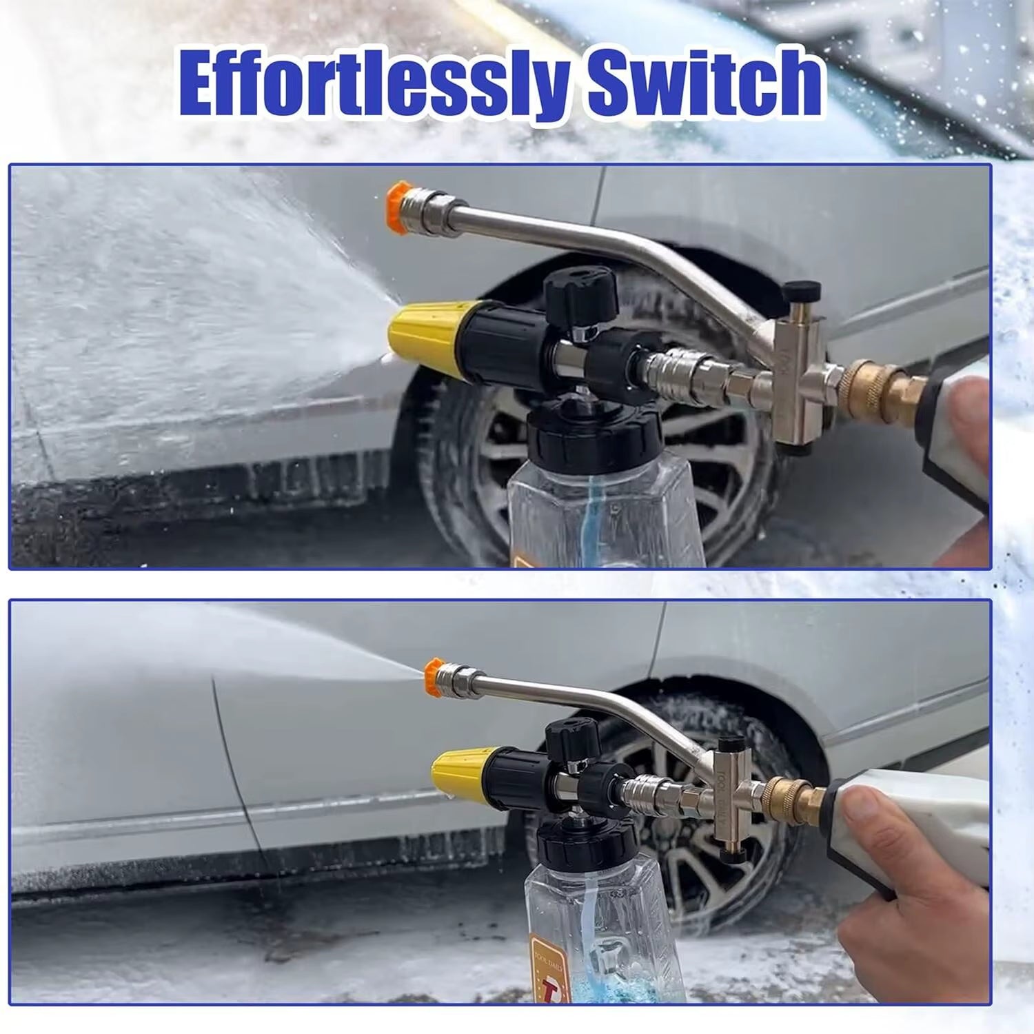Pressure Washer Dual-Connector Wand Tool 1/4" Quick Connect Switch Double Tip Attachment for Foam Cannon and Spray Nozzle