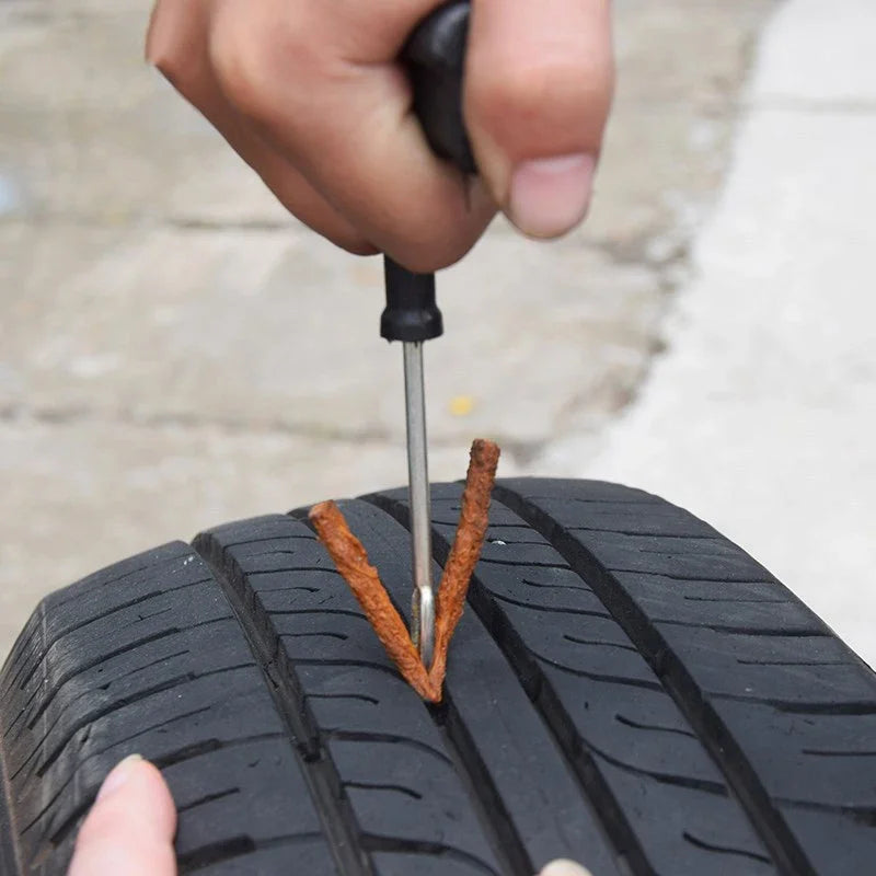 1 Set Car Tire Repair Tool Set with Glue Rubber Stripes Tools for Motorcycle Bicycle Tubeless Tyre Puncture Quick Repairing Kit