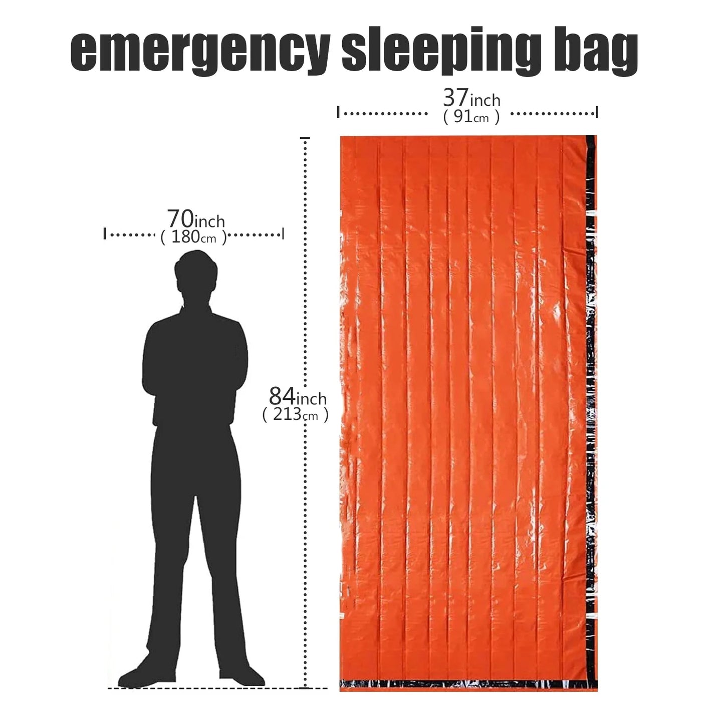 Portable Waterproof Mylar Emergency Survival Sleeping Bag - Thermal Insulated Sack for Outdoor Camping, First Aid & Rescue