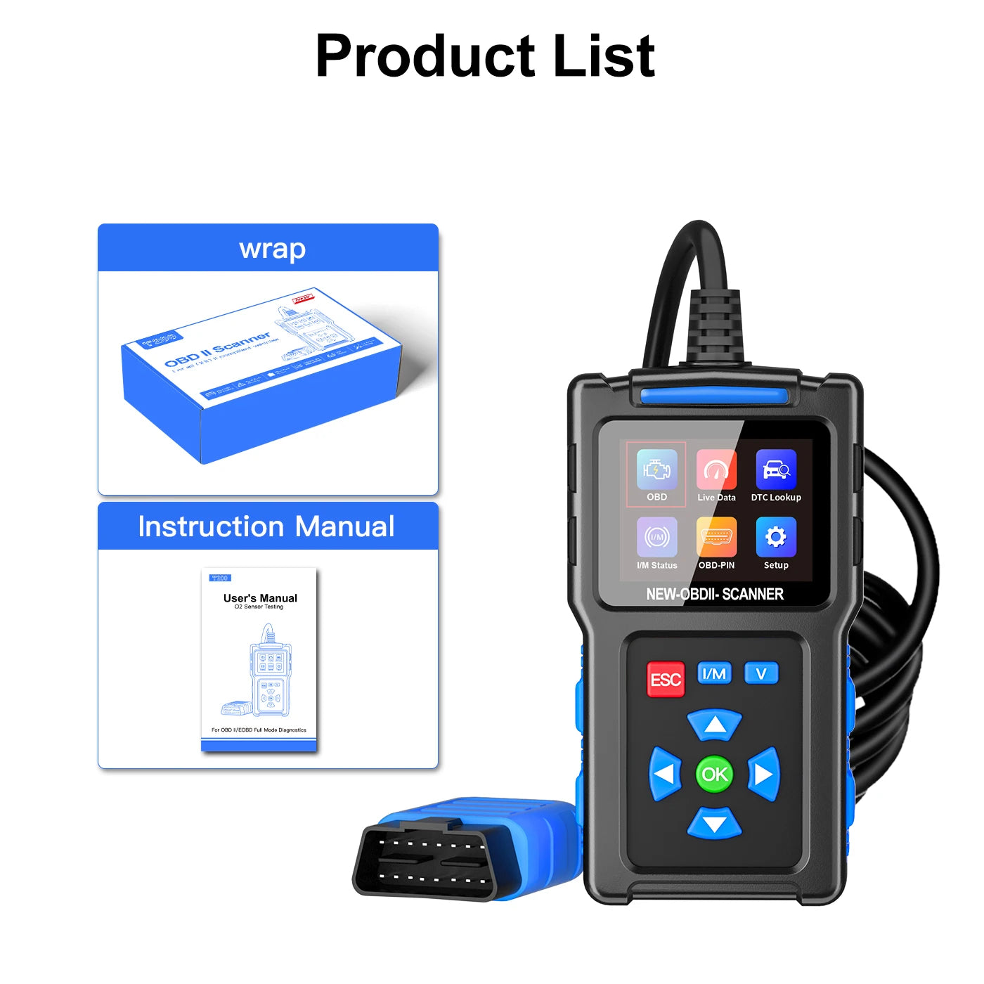 Topdiag T200 Car OBD2 Scanner Diagnostic Tool Engine Code Reader Car Voltage Tester Automotive Vehicle Fault Code Scanner OBDII