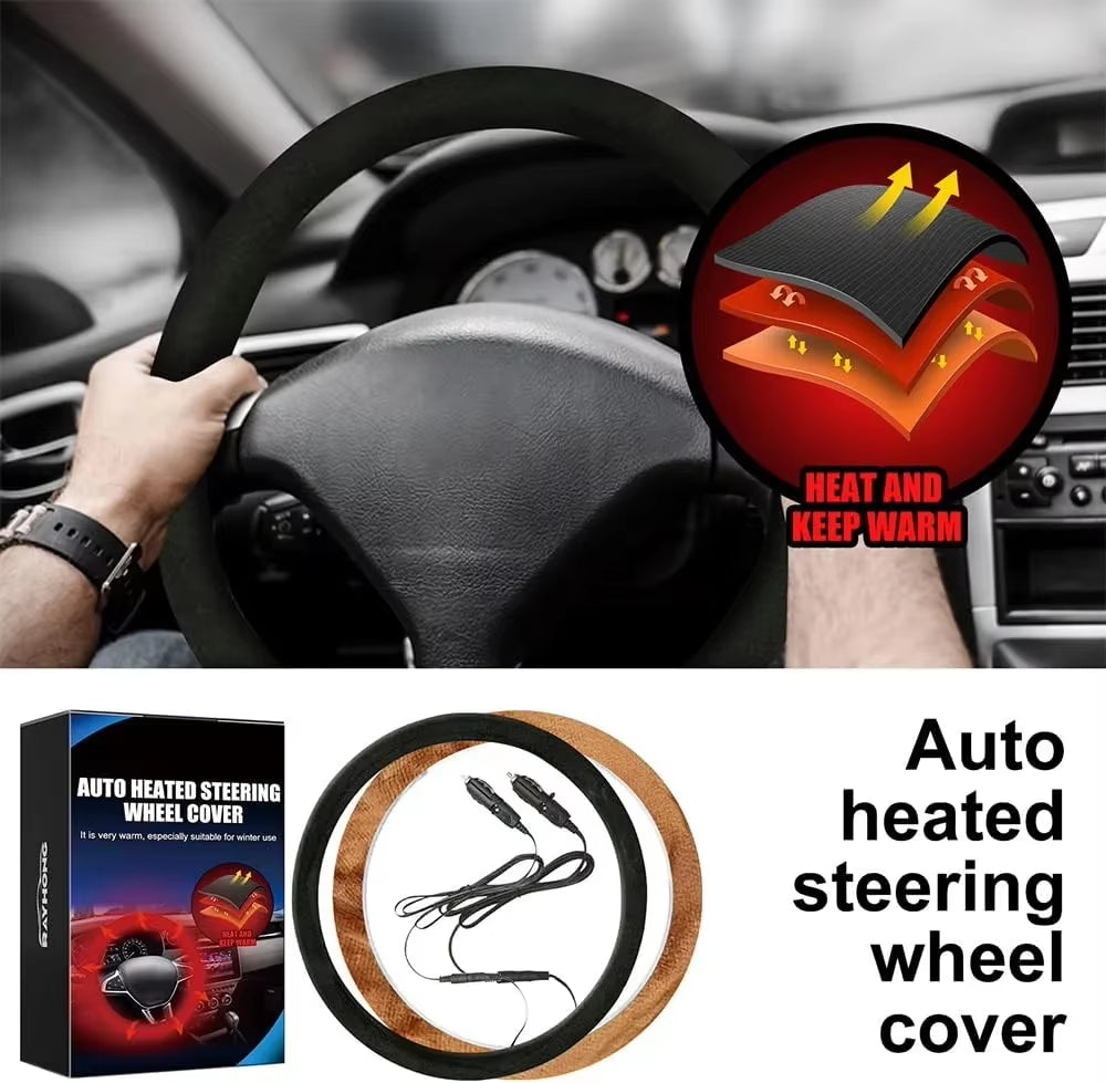 Heated Steering Wheel Cover Winter Hand Warmer Universal Car Steering Heater Auto Warm Anti-Skid Protector Accessory 12V