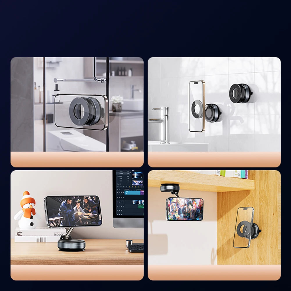 Vacuum Adsorption Magnetic Suction Cup Phone Mount Double Sided Hands-Free Magnetic Cell Phone Holder for Car/Gym/Mirror/Smooth