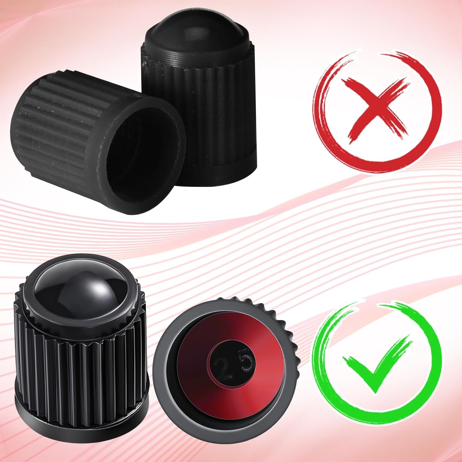 20 Pcs Tire Valve Stem Caps Car Tire Caps Plastic Universal Black Valve Stem Covers for Bike Bicycle Cars SUV Trucks Motorcycles