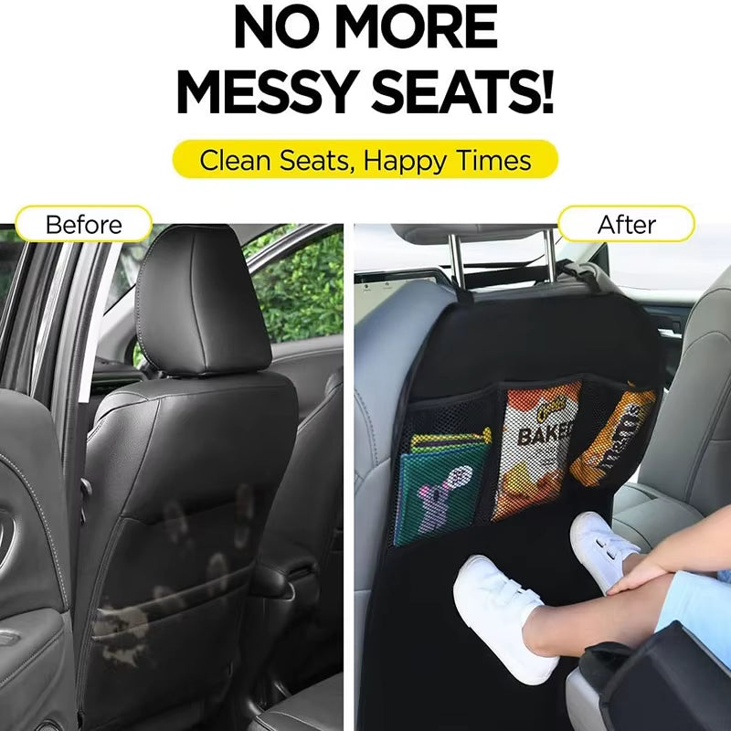 600D Oxford Waterproof Kick Mats Backseat Protector from Dirt Mud Scratches Car Back Seat Cover for Kids with Storage Organizers