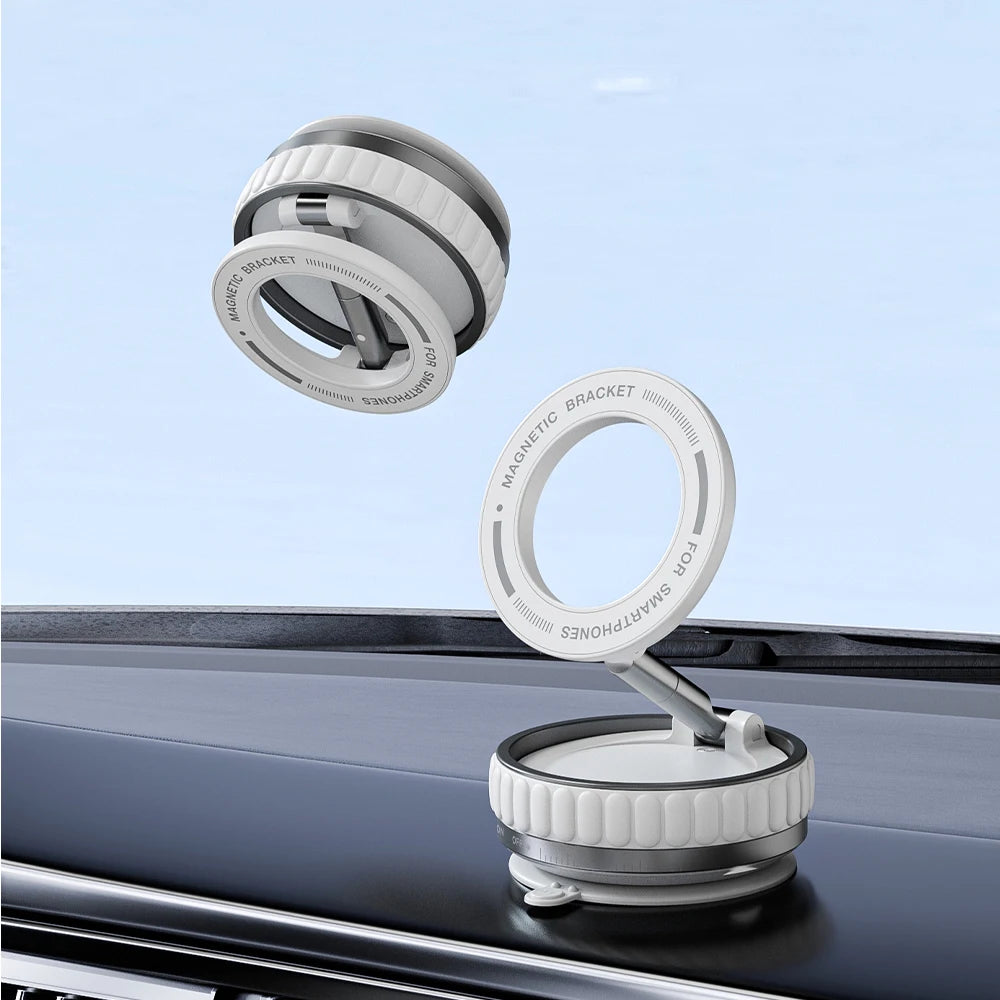 Vacuum Suction Magnetic Phone Holder with 360 Degree Rotation,Handsfree Magnetic Foldable Phone Mount for Car/Smooth Surface