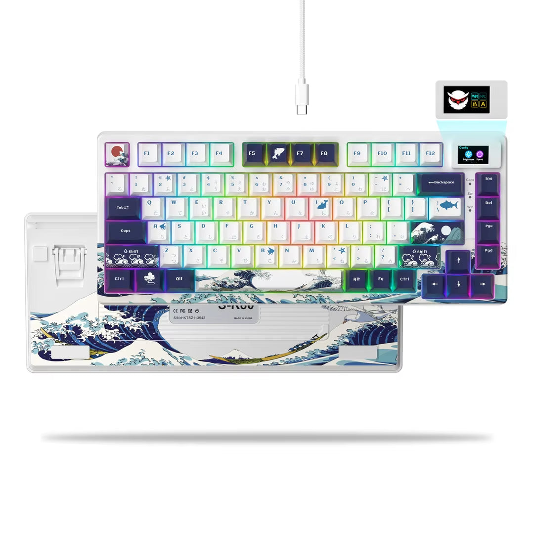 S-K80 75% Keyboard with Color OLED Display Mechanical Gaming Keyboard Hot Swap Keyboard Gasket Mount RGB Custom Keyboard
