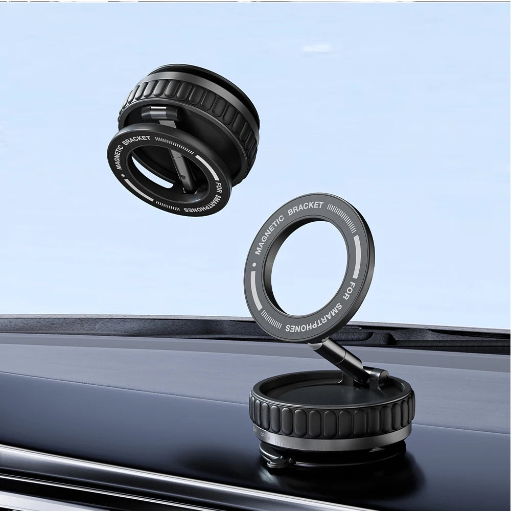 Vacuum Suction Magnetic Phone Holder with 360 Degree Rotation,Handsfree Magnetic Foldable Phone Mount for Car/Smooth Surface