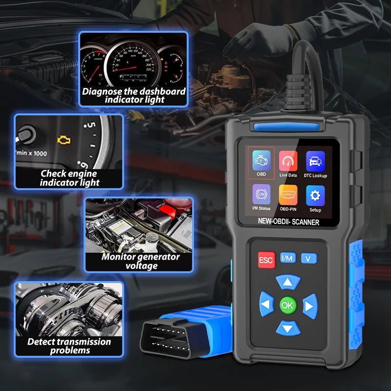 Topdiag T200 Car OBD2 Scanner Diagnostic Tool Engine Code Reader Car Voltage Tester Automotive Vehicle Fault Code Scanner OBDII