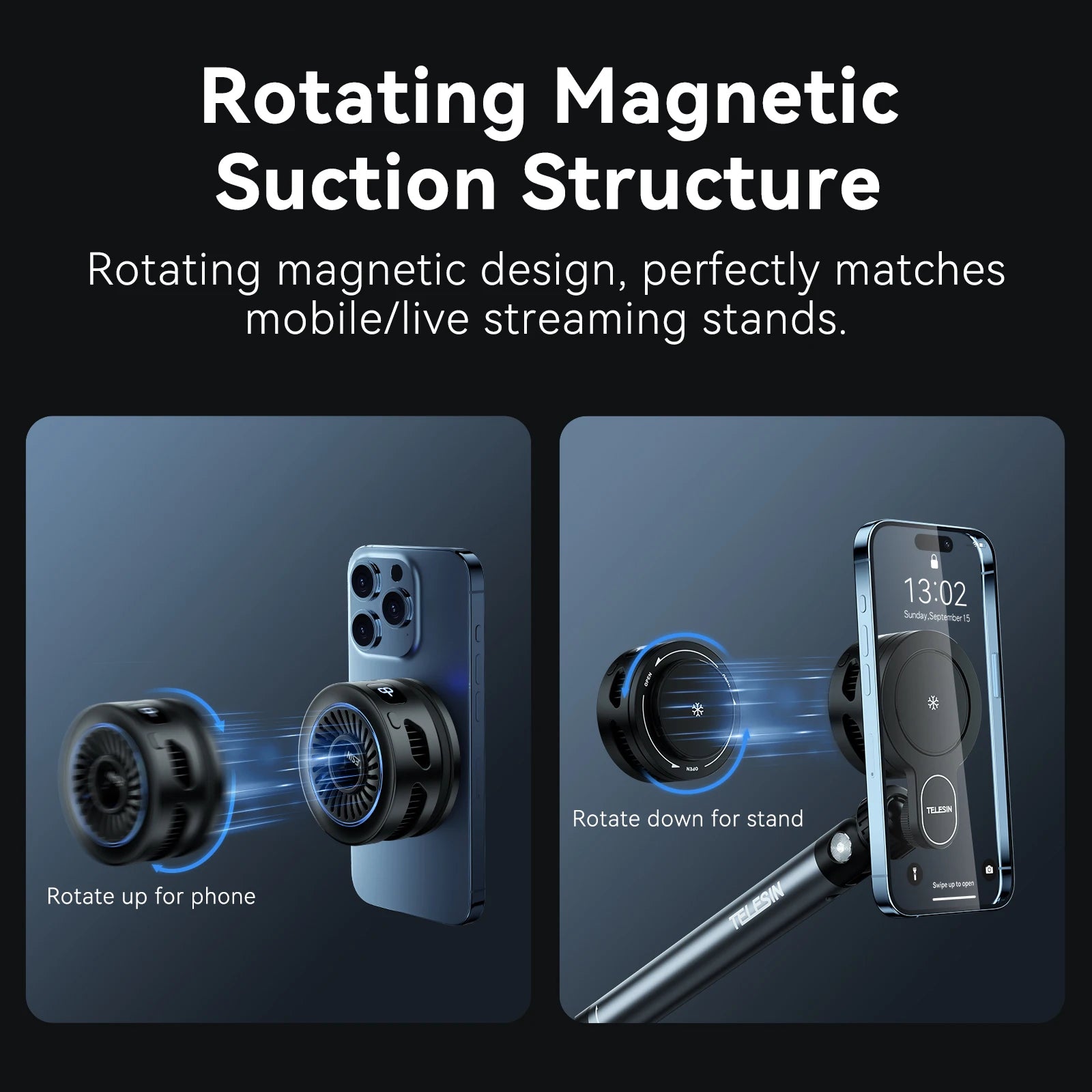 Magnetic Mobile Phone Radiator Cooler Cooling Fan Heat Sink for Cellphones Tablets Cooler for Live Streaming Gamming