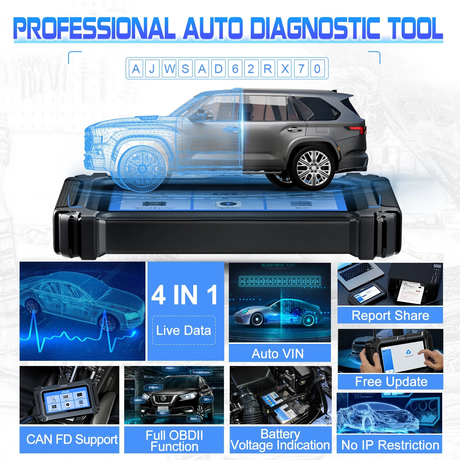 Inplus IP500 for Buick/Chevrolet/Cadillac/Gmc OBD2 Scanner Full Systems OBD2 Automotive Scanner Lifetime Free Update