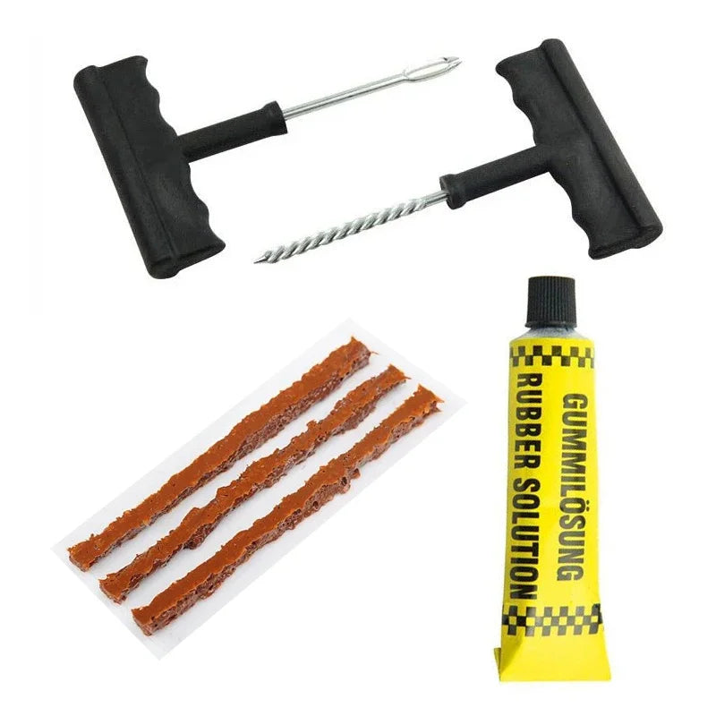 1 Set Car Tire Repair Tool Set with Glue Rubber Stripes Tools for Motorcycle Bicycle Tubeless Tyre Puncture Quick Repairing Kit