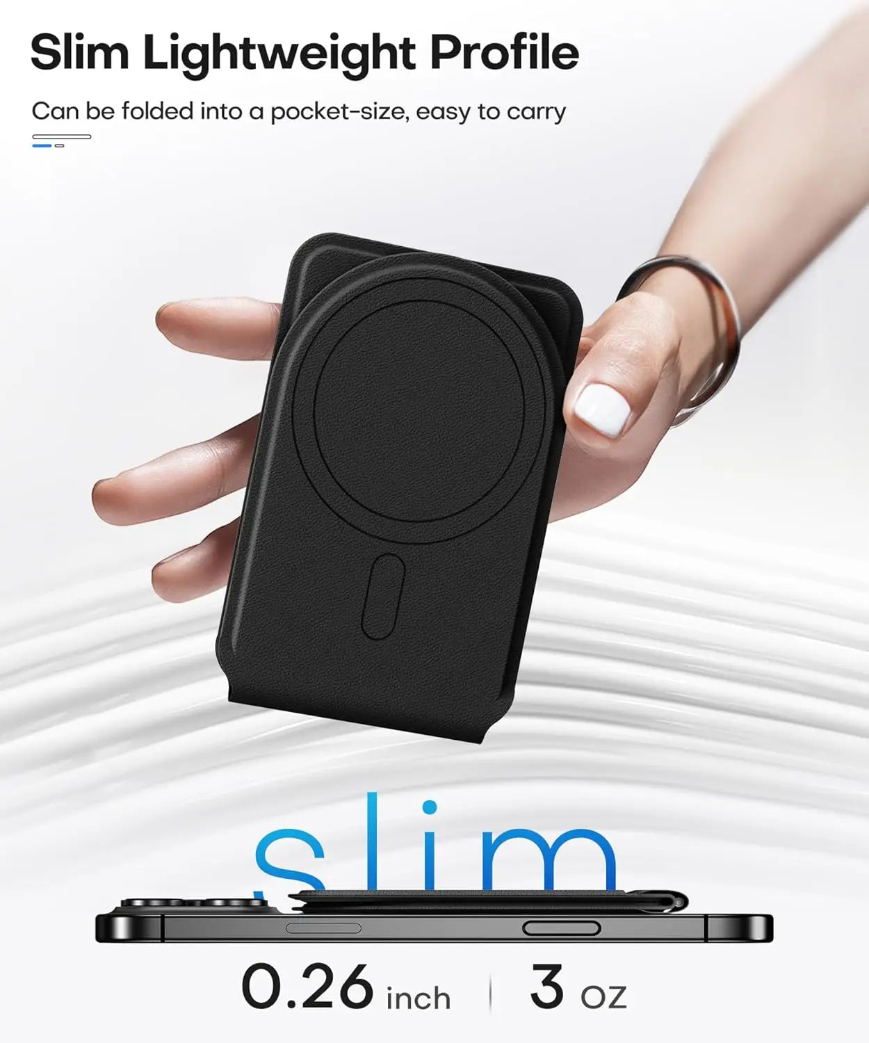 Foldable Phone Stand Holder, Pocket Cell Phone Video Tripod, Magnetic Smartphone Desk Stand, Vegan Leather Vlog Stick for Iphone