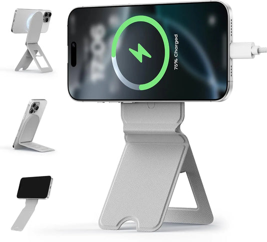 Foldable Phone Stand Holder, Pocket Cell Phone Video Tripod, Magnetic Smartphone Desk Stand, Vegan Leather Vlog Stick for Iphone