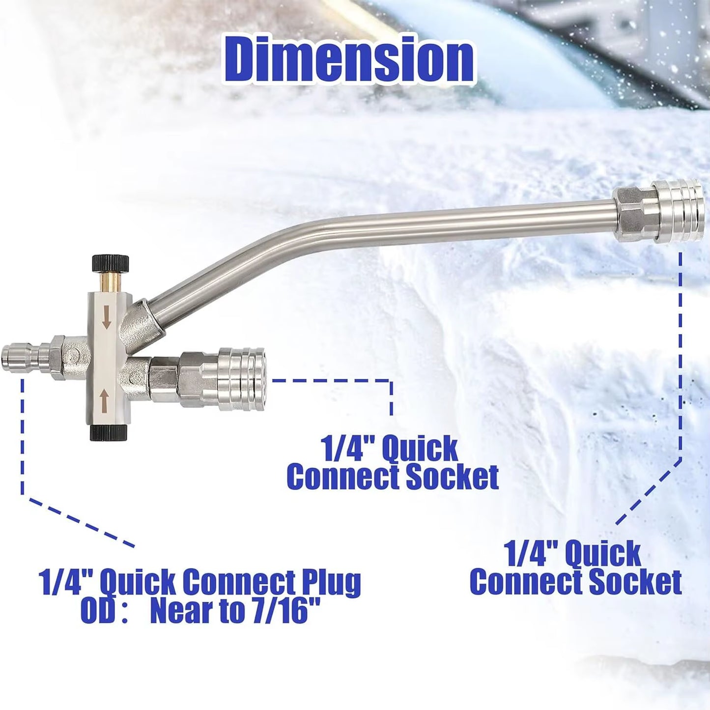 Pressure Washer Dual-Connector Wand Tool 1/4" Quick Connect Switch Double Tip Attachment for Foam Cannon and Spray Nozzle