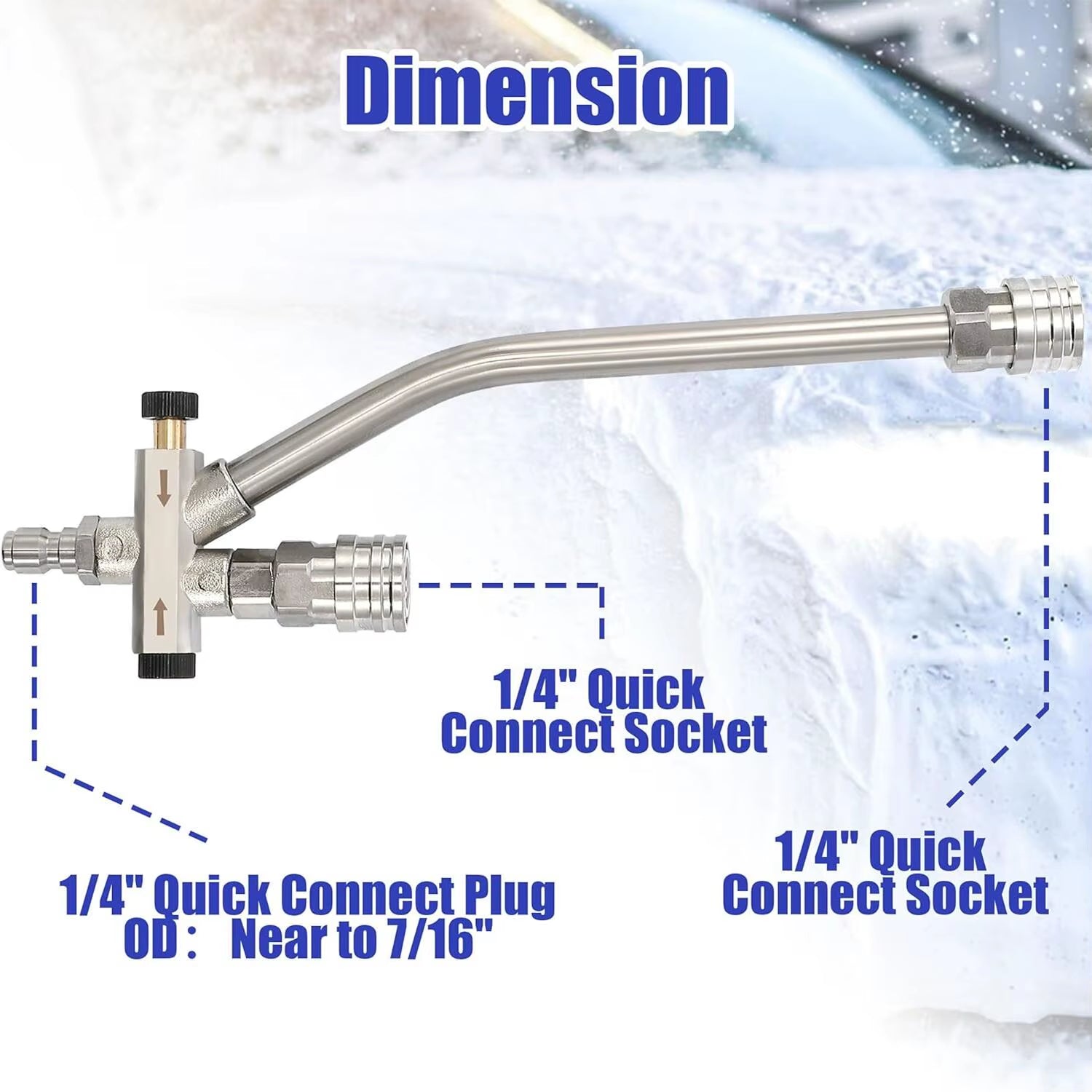 Pressure Washer Dual-Connector Wand Tool 1/4" Quick Connect Switch Double Tip Attachment for Foam Cannon and Spray Nozzle