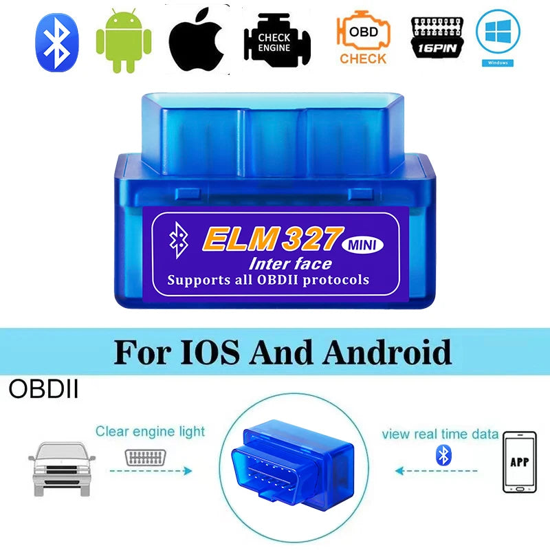 Mini ELM327 V2.1 OBD2 Scanner Code Reader Bluetooth Car Diagnostic Tool for Android /IOS Automotive Fault Detector