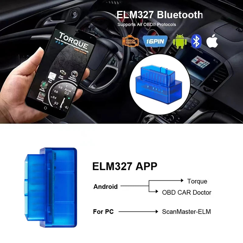 Mini ELM327 V2.1 OBD2 Scanner Code Reader Bluetooth Car Diagnostic Tool for Android /IOS Automotive Fault Detector