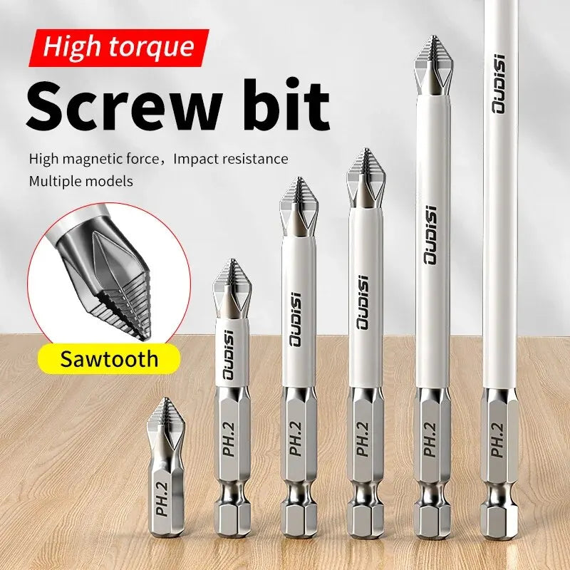 6 Pcs Non-Slip Magnetic Cross Head Household Electric Driver Screw Set - High Hardness Hand Drill Bits for Electric Screwdrivers