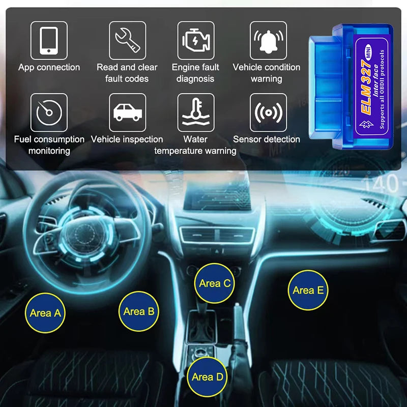 Mini ELM327 V2.1 OBD2 Scanner Code Reader Bluetooth Car Diagnostic Tool for Android /IOS Automotive Fault Detector