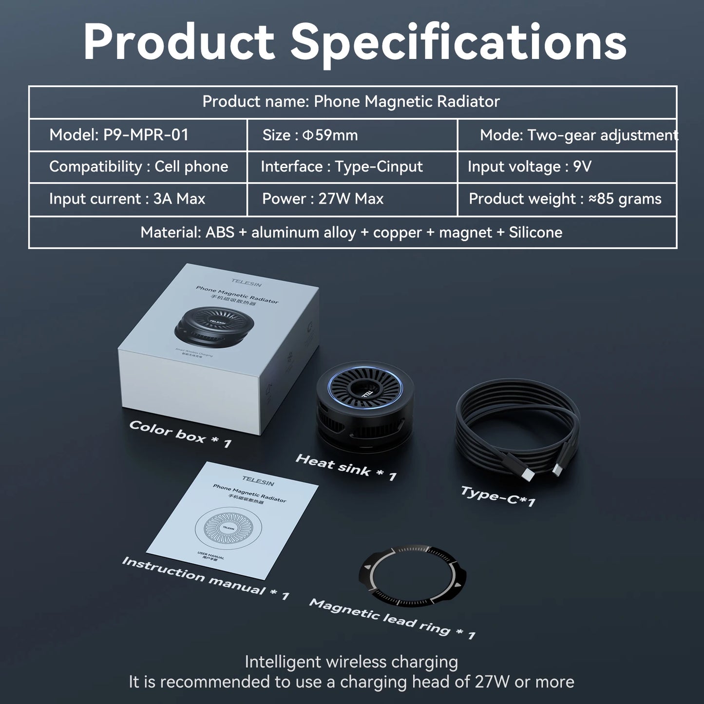 Magnetic Mobile Phone Radiator Cooler Cooling Fan Heat Sink for Cellphones Tablets Cooler for Live Streaming Gamming