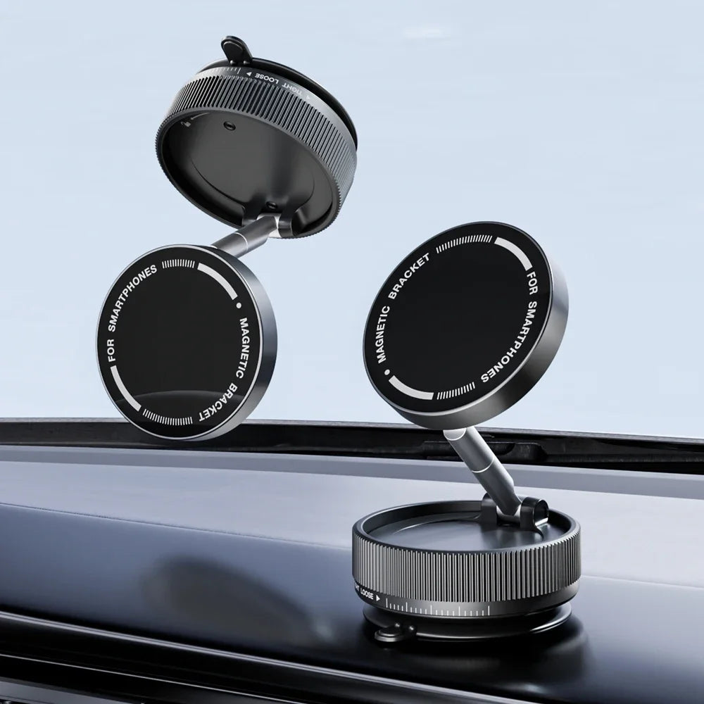 Vacuum Suction Magnetic Phone Holder with 360 Degree Rotation,Handsfree Magnetic Foldable Phone Mount for Car/Smooth Surface